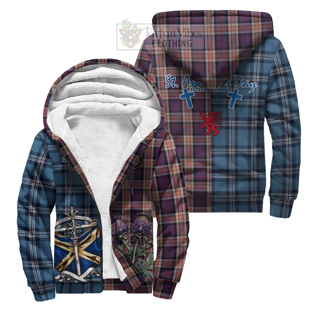 Tartan Vibes Clothing Carnegie Tartan Sherpa Hoodie Happy St. Andrew's Day Half Tartan Style