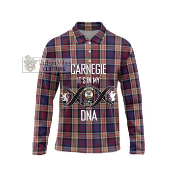 Carnegie Tartan Long Sleeve Polo Shirt with Family Crest DNA In Me Style