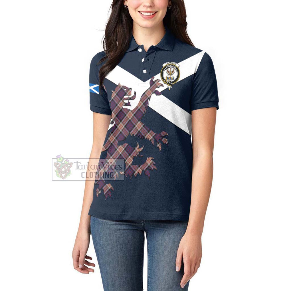 Tartan Vibes Clothing Carnegie Tartan Lion Rampant Women's Polo Shirt – Proudly Display Your Heritage with Alba Gu Brath and Clan Name