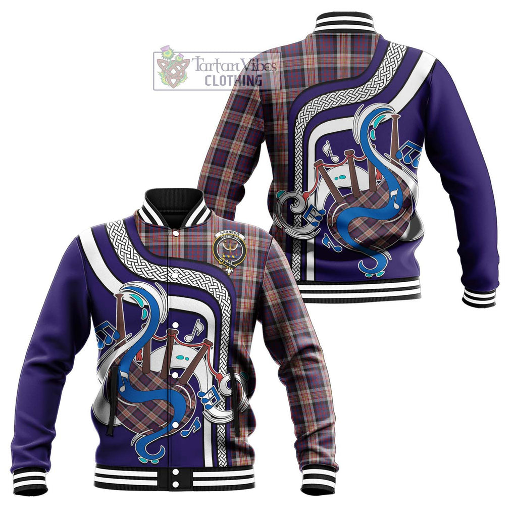 Tartan Vibes Clothing Carnegie Tartan Baseball Jacket with Epic Bagpipe Style