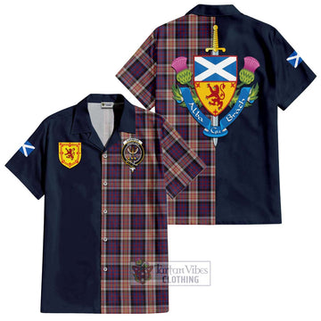 Carnegie Tartan Short Sleeve Button Shirt with Scottish Lion Royal Arm Half Style