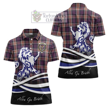 Carnegie Tartan Women's Polo Shirt with Alba Gu Brath Regal Lion Emblem