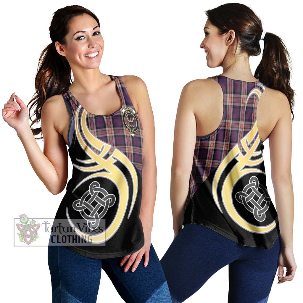 Tartan Vibes Clothing Carnegie Tartan Women's Racerback Tanks with Family Crest and Celtic Symbol Style