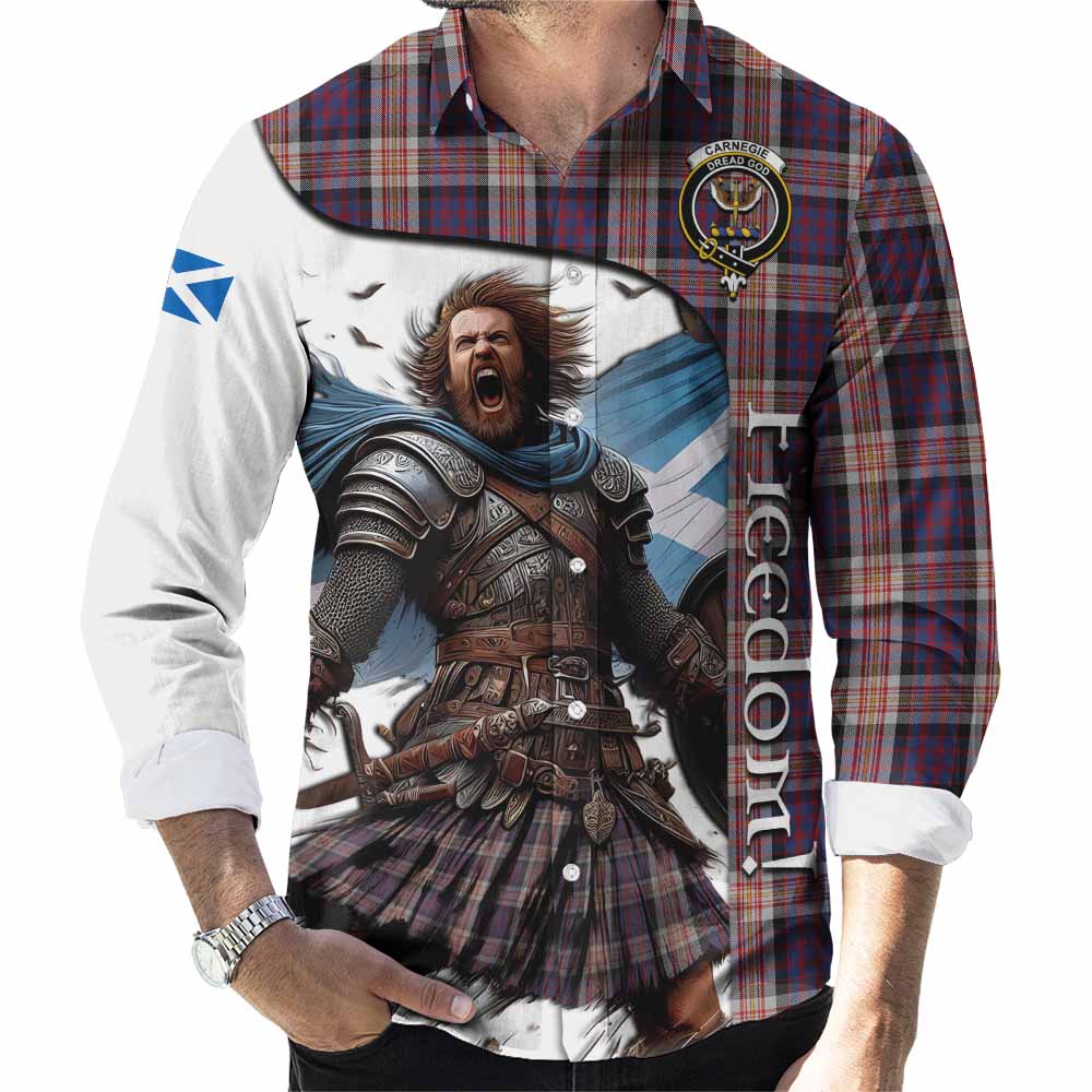 Tartan Vibes Clothing Carnegie Crest Tartan Long Sleeve Button Shirt Inspired by the Freedom of Scottish Warrior