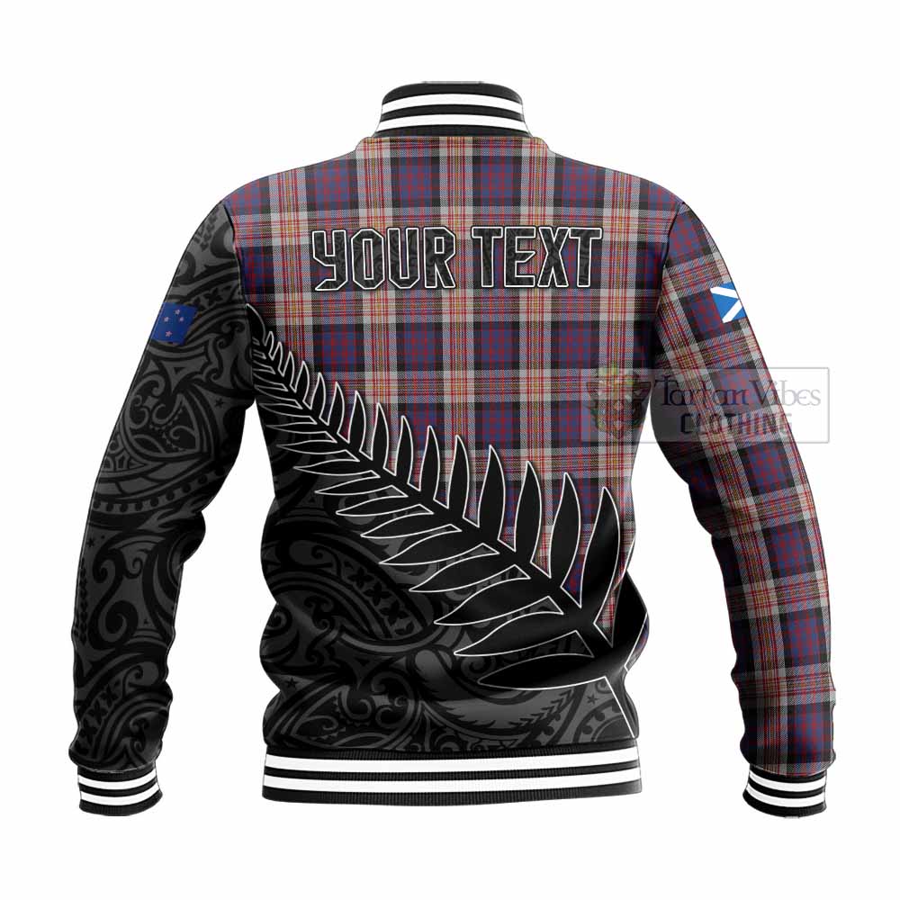 Tartan Vibes Clothing Carnegie Crest Tartan Baseball Jacket with New Zealand Silver Fern Half Style