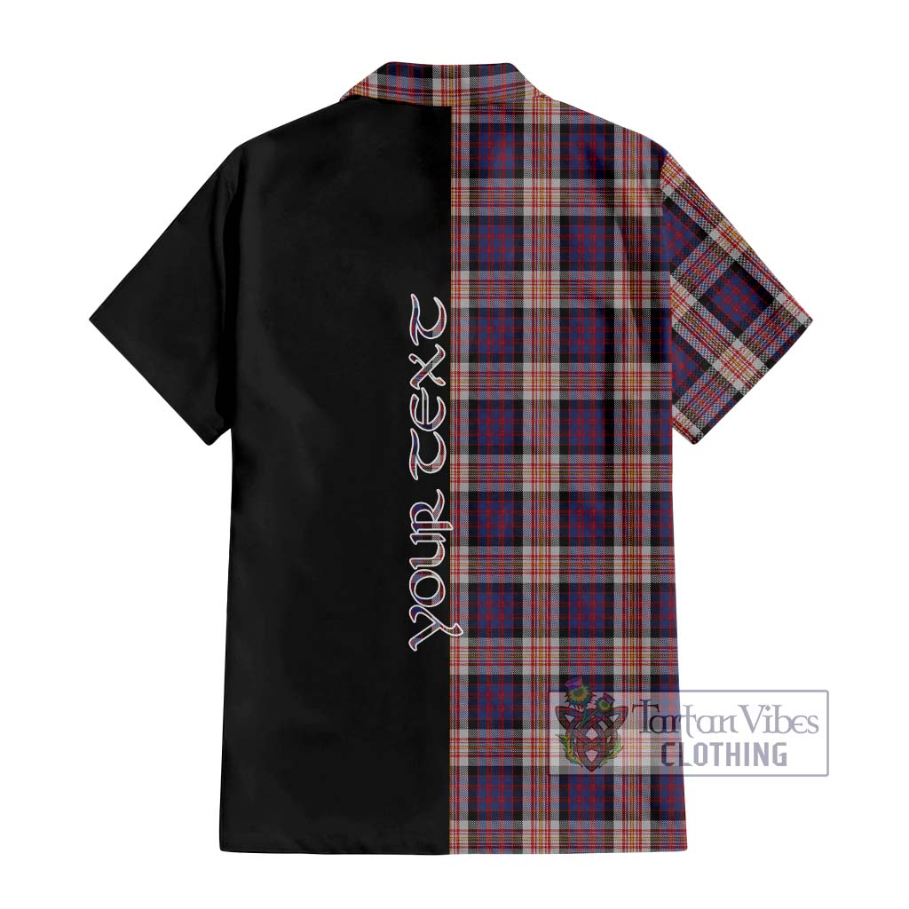 Tartan Vibes Clothing Carnegie Tartan Short Sleeve Button Shirt with Family Crest and Half Of Me Style