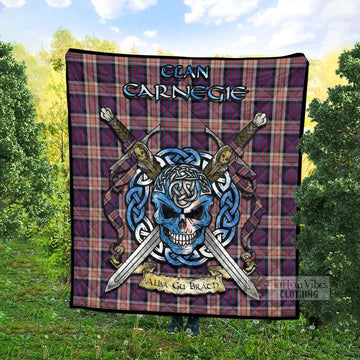 Carnegie Tartan Quilt with Celtic Skull Alba Gu Brath Style