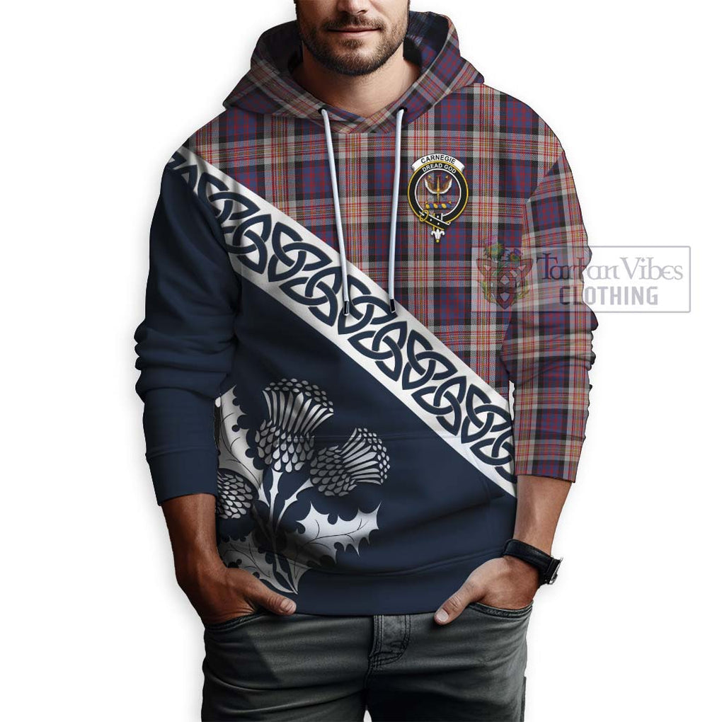 Tartan Vibes Clothing Carnegie Tartan Hoodie Featuring Thistle and Scotland Map