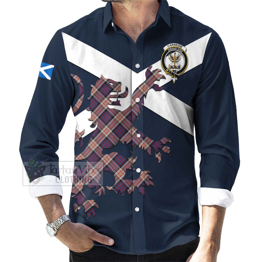 Tartan Vibes Clothing Carnegie Tartan Lion Rampant Long Sleeve Button Shirt – Proudly Display Your Heritage with Alba Gu Brath and Clan Name