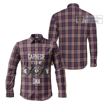 Carnegie Tartan Long Sleeve Button Shirt with Family Crest DNA In Me Style