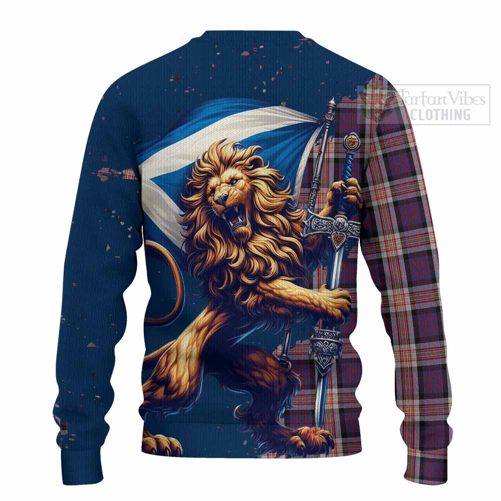 Tartan Vibes Clothing Carnegie Tartan Family Crest Knitted Sweater with Scottish Majestic Lion