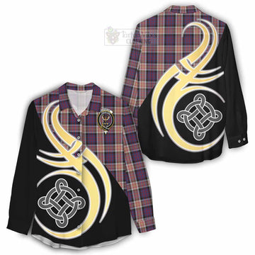 Carnegie Tartan Women's Casual Shirt with Family Crest and Celtic Symbol Style