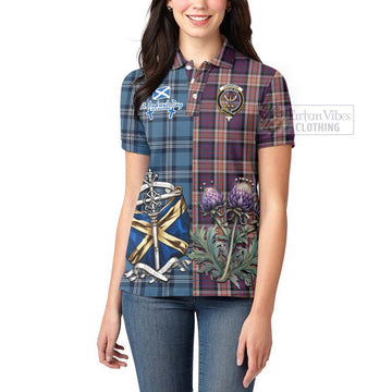 Carnegie Tartan Women's Polo Shirt Happy St. Andrew's Day Half Tartan Style