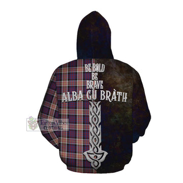 Carnegie Tartan Family Crest Cotton Hoodie Alba Gu Brath Be Brave Lion Ancient Style Pullover Hoodie - Tartan Vibes Clothing