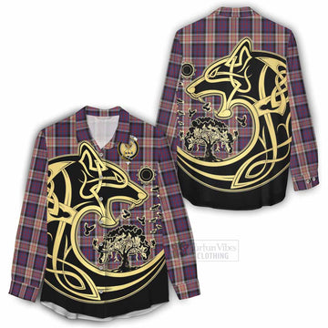 Carnegie Tartan Women's Casual Shirt with Family Crest Celtic Wolf Style