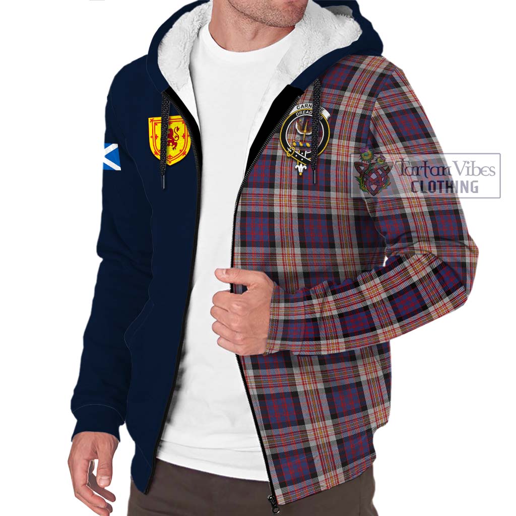 Tartan Vibes Clothing Carnegie Tartan Sherpa Hoodie with Scottish Lion Royal Arm Half Style