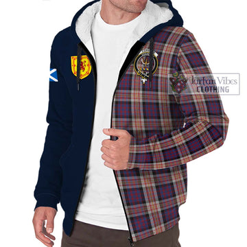 Carnegie Tartan Sherpa Hoodie with Scottish Lion Royal Arm Half Style