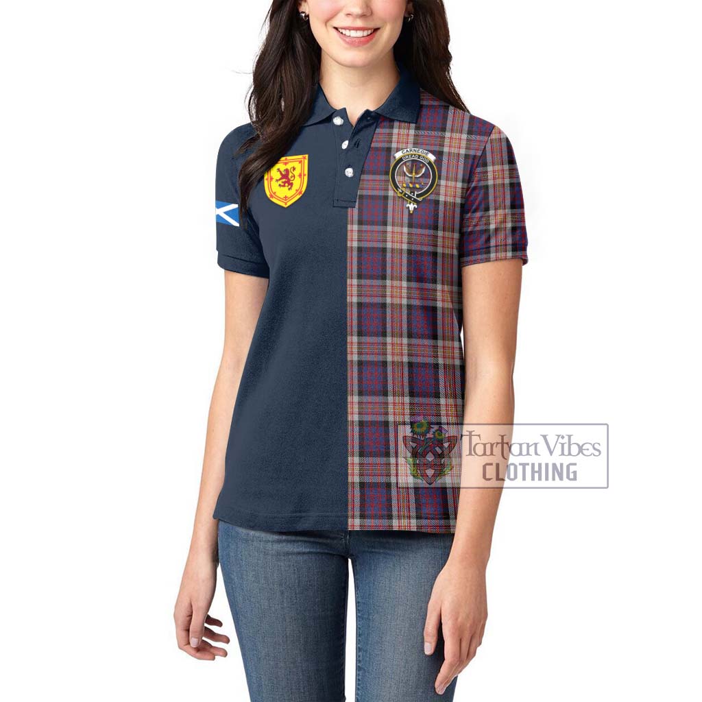 Tartan Vibes Clothing Carnegie Tartan Women's Polo Shirt with Scottish Lion Royal Arm Half Style