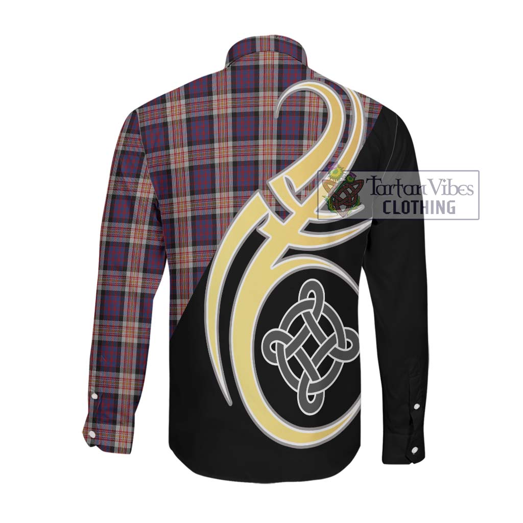 Tartan Vibes Clothing Carnegie Tartan Long Sleeve Button Shirt with Family Crest and Celtic Symbol Style