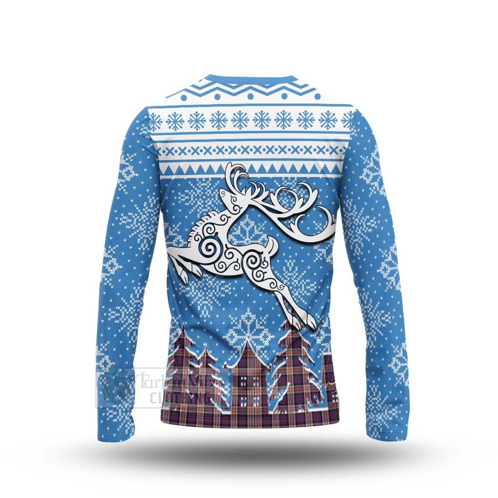 Tartan Vibes Clothing Carnegie Clan Christmas Long Sleeve T-Shirt Celtic Reindeer Style