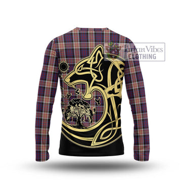 Carnegie Tartan Long Sleeve T-Shirt with Family Crest Celtic Wolf Style