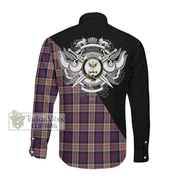 Carnegie Tartan Long Sleeve Button Shirt with Family Crest and Military Logo Style