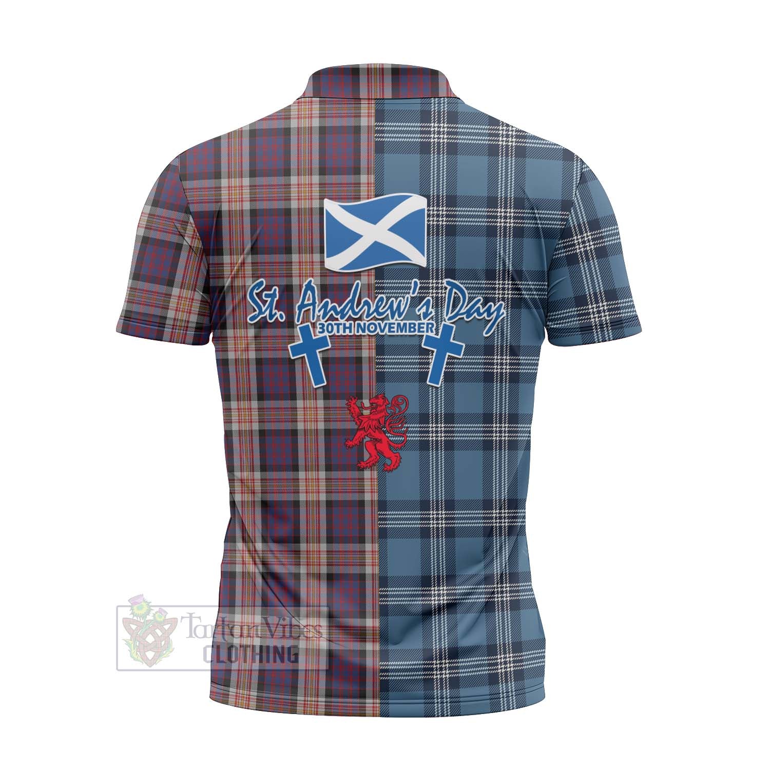 Tartan Vibes Clothing Carnegie Tartan Zipper Polo Shirt Happy St. Andrew's Day Half Tartan Style