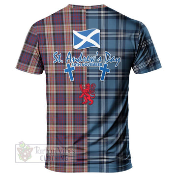 Carnegie Tartan T-Shirt Happy St. Andrew's Day Half Tartan Style