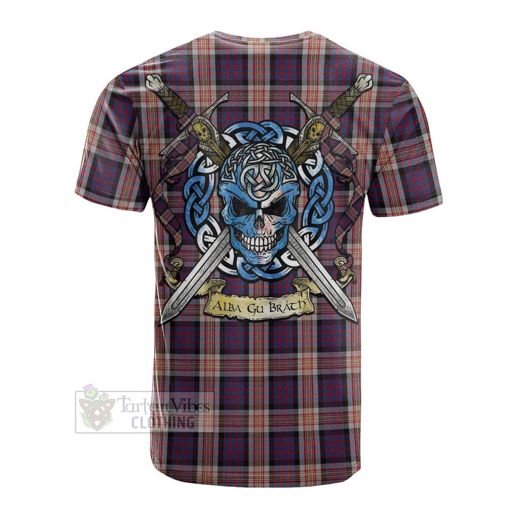 Tartan Vibes Clothing Carnegie Tartan Cotton T-shirt with Family Crest Celtic Skull Style