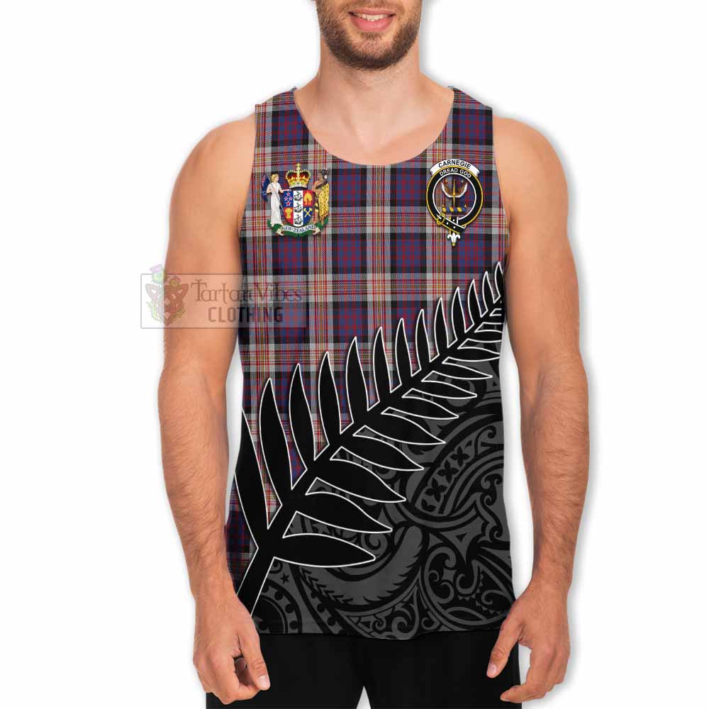 Tartan Vibes Clothing Carnegie Crest Tartan Men's Tank Top with New Zealand Silver Fern Half Style