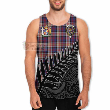 Carnegie Crest Tartan Men's Tank Top with New Zealand Silver Fern Half Style