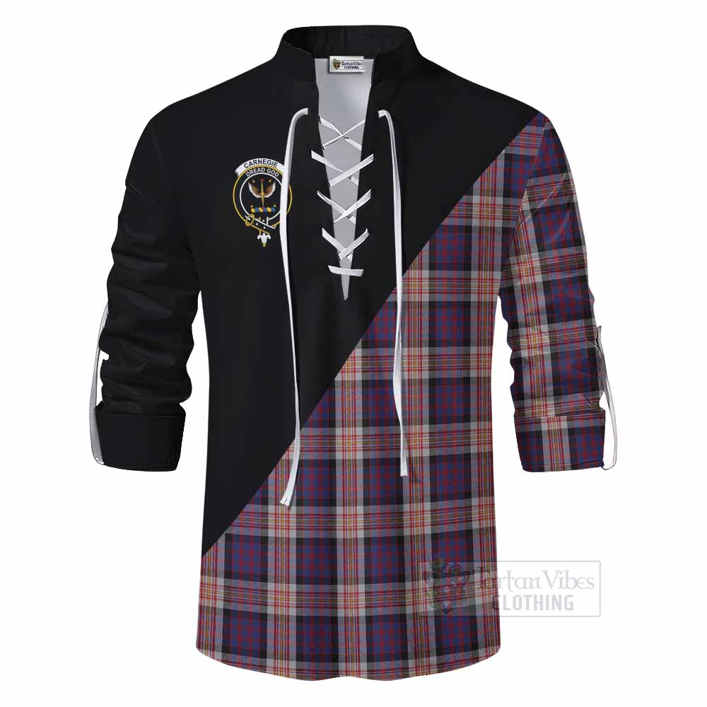 Tartan Vibes Clothing Carnegie Tartan Ghillie Kilt Shirt with Family Crest and Military Logo Style