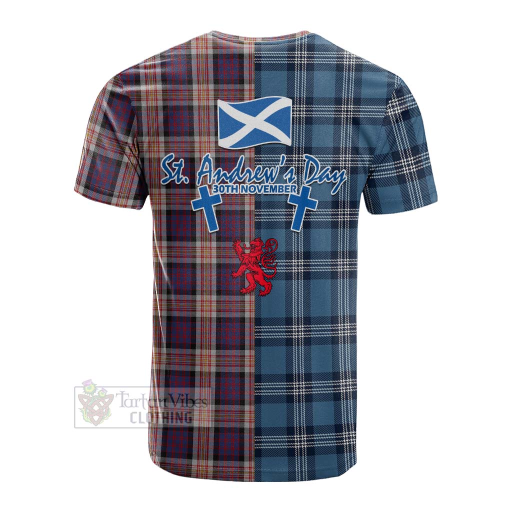 Tartan Vibes Clothing Carnegie Tartan Cotton T-shirt Happy St. Andrew's Day Half Tartan Style