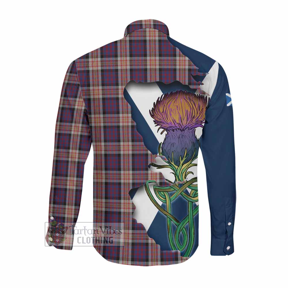 Carnegie Tartan Family Crest Long Sleeve Button Shirt Scottish Thistle Celtic Inspired Men's Shirt - Tartan Vibes Clothing