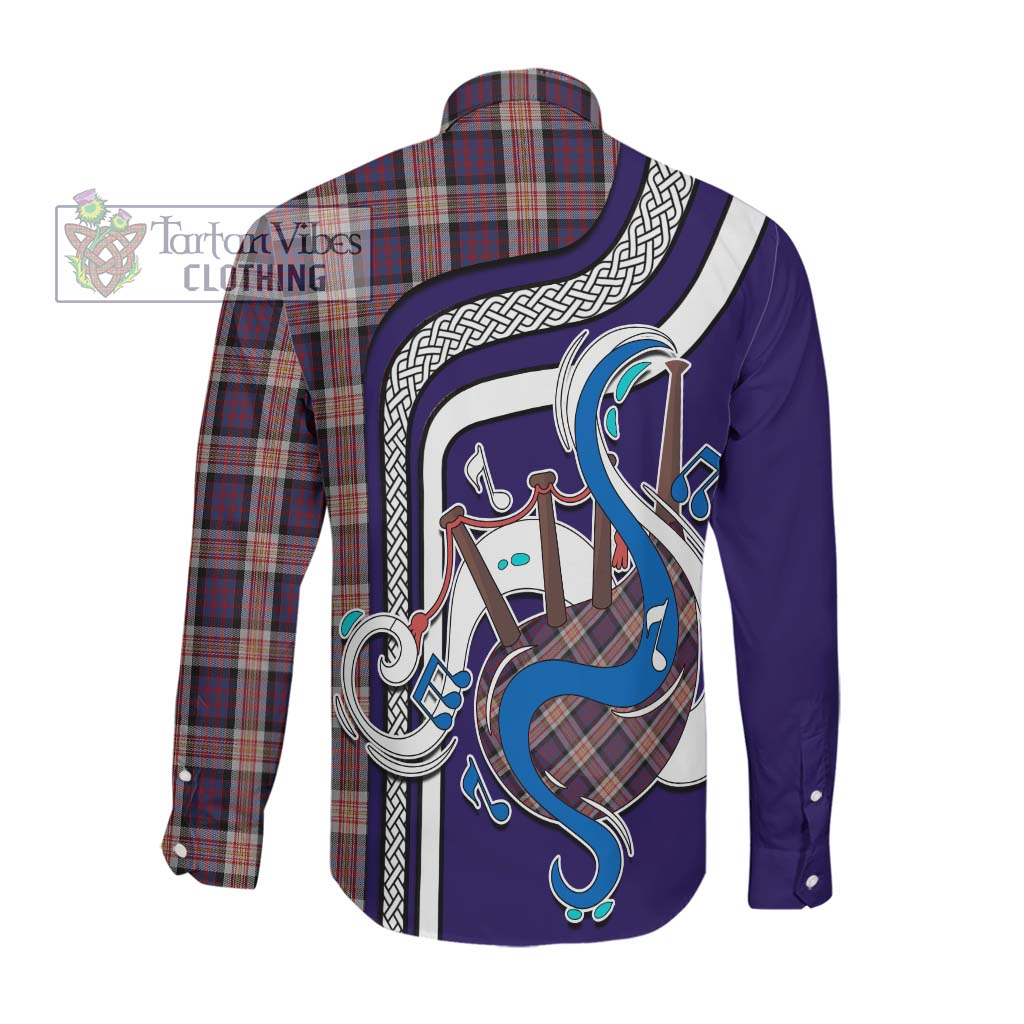 Tartan Vibes Clothing Carnegie Tartan Long Sleeve Button Shirt with Epic Bagpipe Style