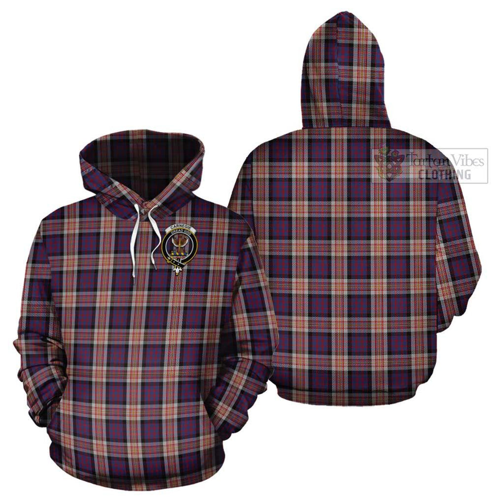 Carnegie Tartan Cotton Hoodie with Family Crest Pullover Hoodie - Tartan Vibes Clothing