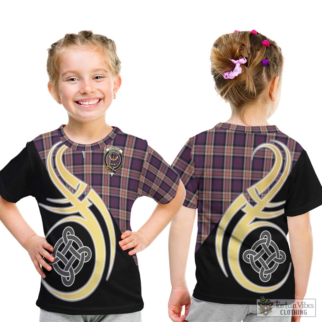 Carnegie Tartan Kid T-Shirt with Family Crest and Celtic Symbol Style - Tartan Vibes Clothing