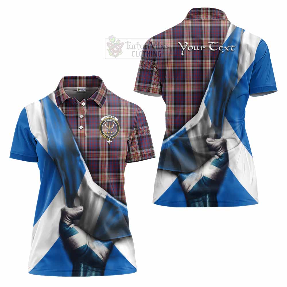 Tartan Vibes Clothing Carnegie Tartan Women's Polo Shirt with Family Crest Scotland Patriotic Style