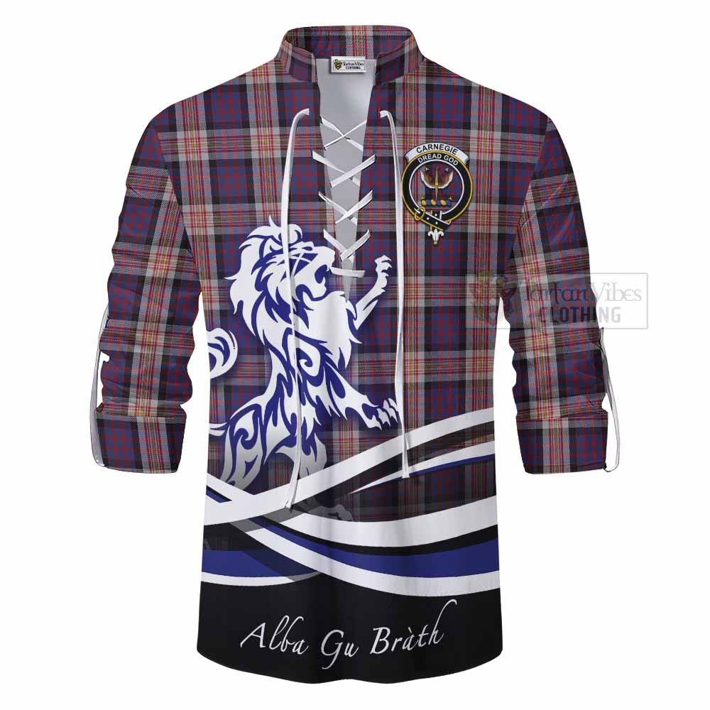 Tartan Vibes Clothing Carnegie Tartan Ghillie Kilt Shirt with Alba Gu Brath Regal Lion Emblem