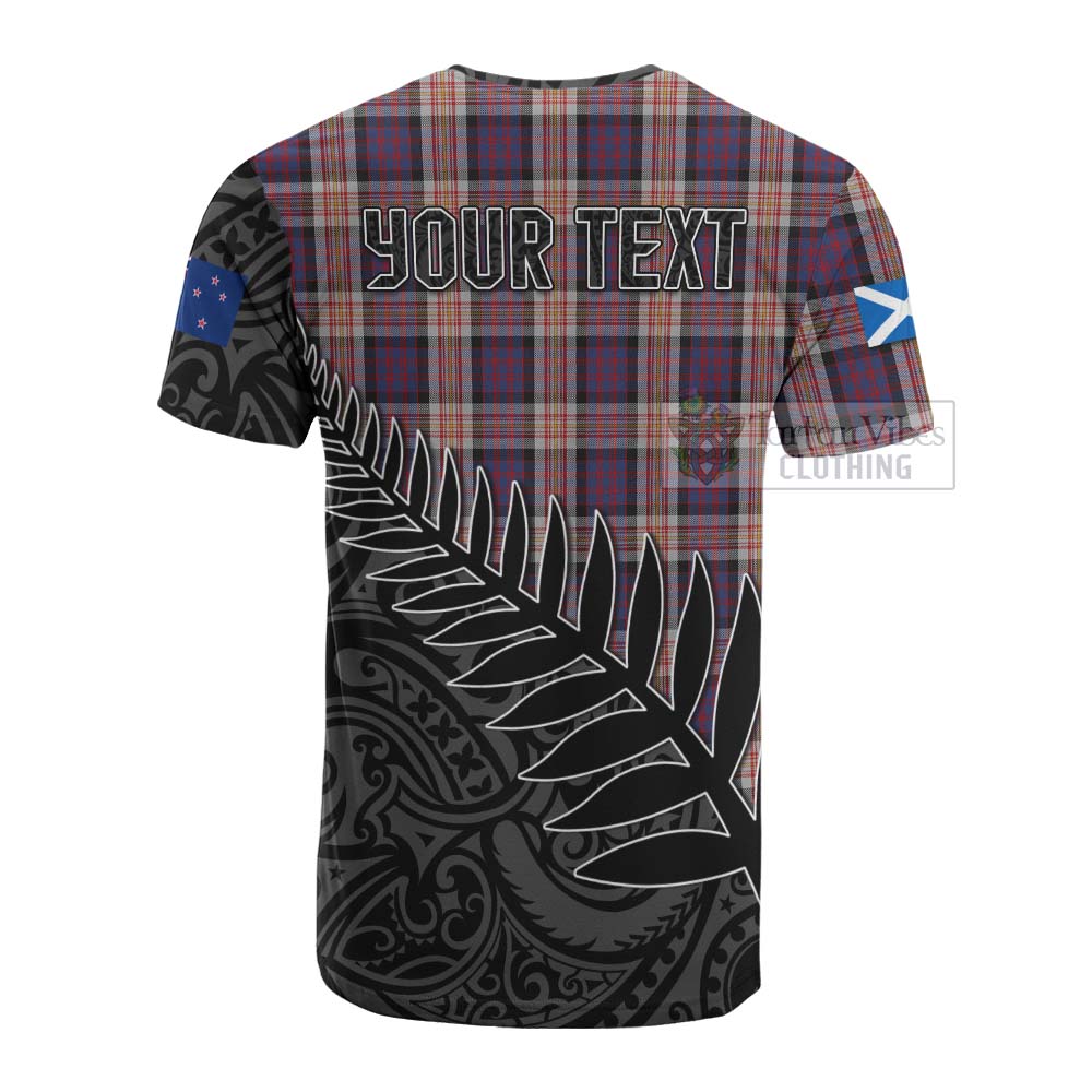 Tartan Vibes Clothing Carnegie Crest Tartan Cotton T-shirt with New Zealand Silver Fern Half Style