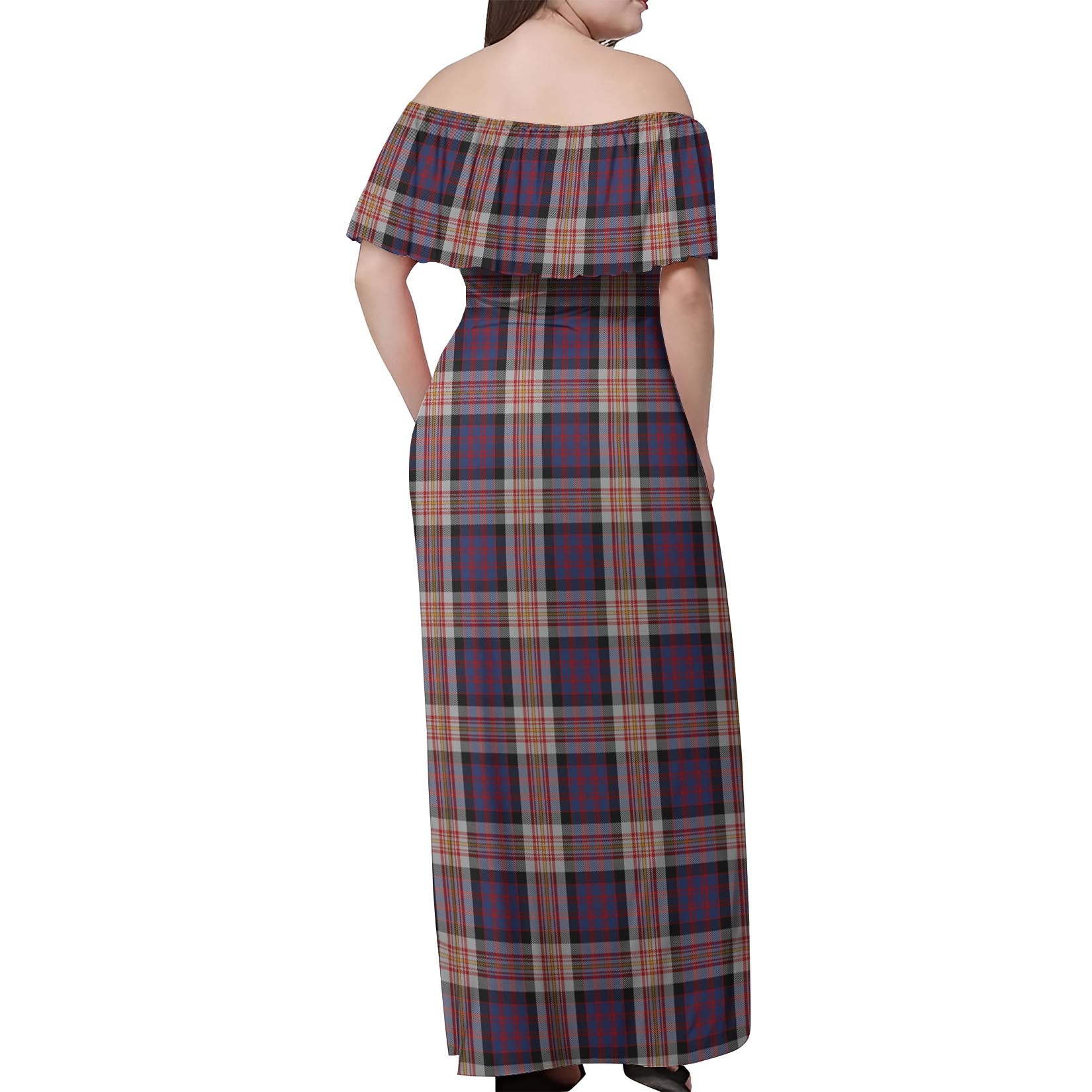 Carnegie Tartan Off Shoulder Long Dress - Tartanvibesclothing