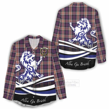 Carnegie Tartan Women's Casual Shirt with Alba Gu Brath Regal Lion Emblem