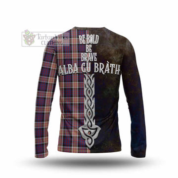 Carnegie Tartan Family Crest Long Sleeve T-Shirt Alba Gu Brath Be Brave Lion Ancient Style - Tartan Vibes Clothing