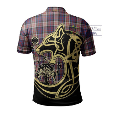 Carnegie Tartan Polo Shirt with Family Crest Celtic Wolf Style