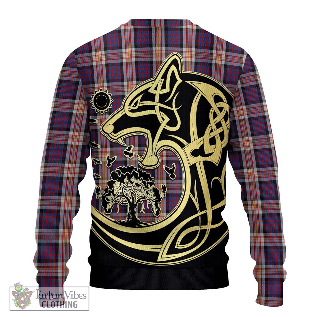 Carnegie Tartan Knitted Sweater with Family Crest Celtic Wolf Style - Tartan Vibes Clothing