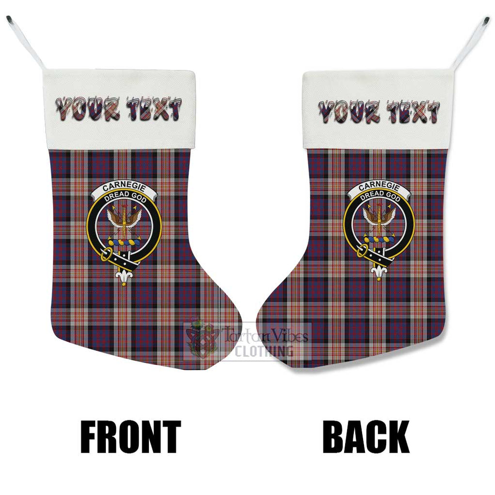 Tartan Vibes Clothing Carnegie Tartan Family Crest Christmas Stocking with Personalized Text