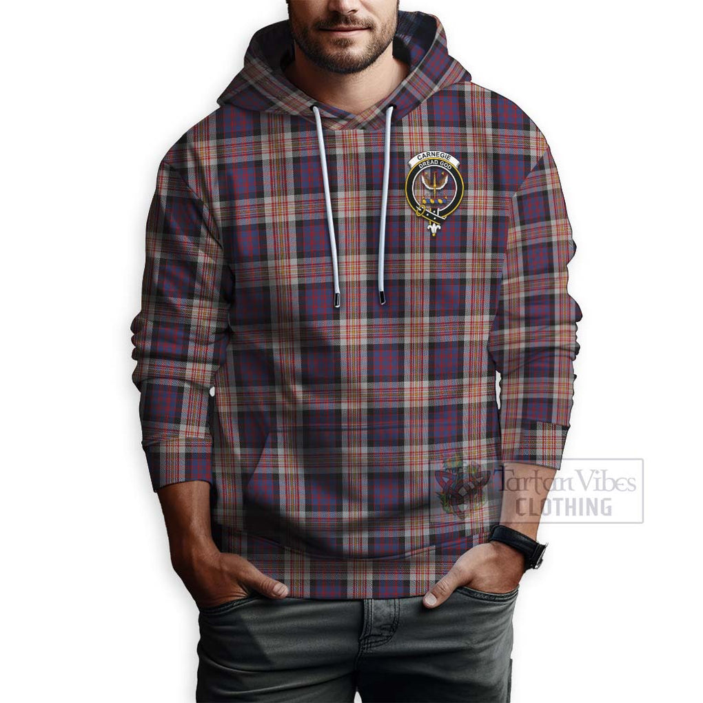 Tartan Vibes Clothing Carnegie Tartan Hoodie with Family Crest and Bearded Skull Holding Bottles of Whiskey