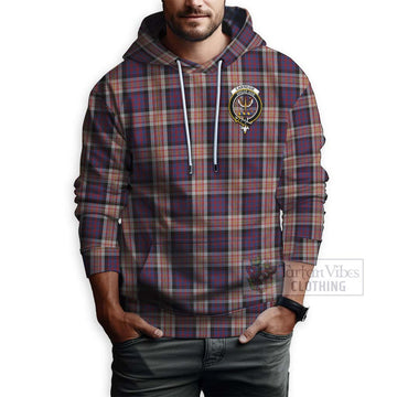 Carnegie Tartan Hoodie with Family Crest and Bearded Skull Holding Bottles of Whiskey