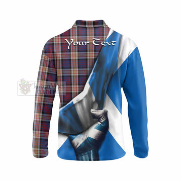 Carnegie Tartan Long Sleeve Polo Shirt with Family Crest Scotland Patriotic Style