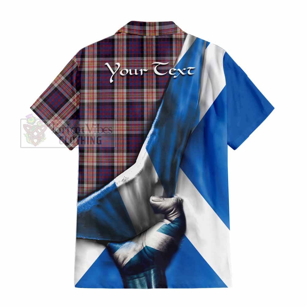 Tartan Vibes Clothing Carnegie Tartan Short Sleeve Button Shirt with Family Crest Scotland Patriotic Style